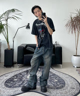 Riken Oil Washing Flare Jeans