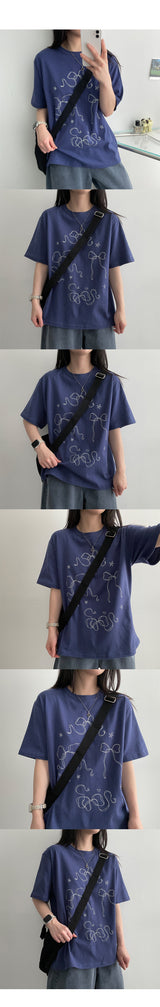 Rudy Ribbon Short-Sleeved T-Shirt (4 colors) - H&L