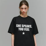 SHE LETTERING DOT OVER FIT T-SHIRT (2color)