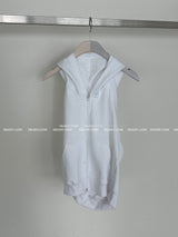 Backless Hooded Zip-Up Sleeveless