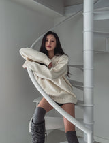 [U-BASIC] Rio basic loose fit V-neck knitwear