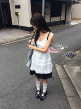 ヘオン フリル ドット ミディ スカート