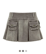 Miley Washed Cargo Pleats Skirt