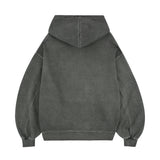 ヴィンテージ ピグメント ダイ フード付き ジップアップ グレー