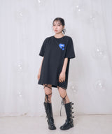 UNISEX ハートプリントT ブラック