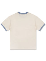UNISEX Overfit Puppy Surfing Ringer Short Sleeve T-Shirt Cream (FCE2TS401M)