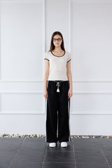 DOTTY RIBBON SHIRRING T-SHIRT