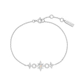 シルバーリンクドスターロジウムプレーティング + 925シルバーブレスレット B063-05H