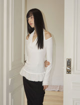SCARF FUR FRILL T-SHIRT(IVORY)