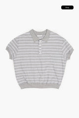 Momo stripe collar crop tee