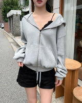 Beck Eyelet Sleeve Waffle Hood Zip-Up