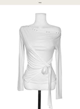 devolved unbalanced shoulder studs strap top