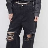 ローブワイドダメージデニムパンツ