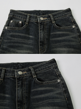 Cat Washing Denim Bootcut Pants