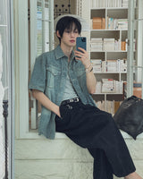 Bart Camo Cutout Wide Denim Pants