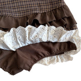 Pumkin check lace mini skirt