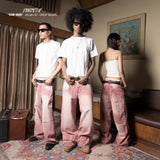 H1 Baggy H Embroidered Back Pocket - Pink Washed - Jeans