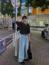 Solt curved denim pants