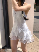 Hazle Cancan Ribbon Strap Sleeveless Mini Dress