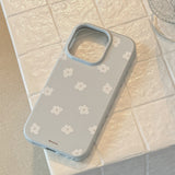 シフォンブルーホワイトサマーフラワーハード iPhone ケース