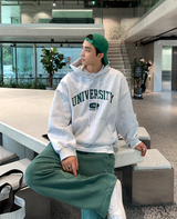  Urban University Embroidery Double Middle Overfit Hoodie