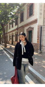 lace frill scarf long-sleeve t-shirt