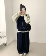 Angel Wing Star Pocket Embroidery Wide Banding Pants