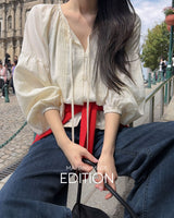 [MADE] Benin Pintuck Blouse