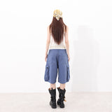 French Workwear Denim Cargo Bermuda Shorts