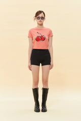 SIGNATURE BIG CHERRY CROP T-SHIRT - LIGHT ORANGE