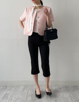 Pleated Tie-neck Short Sleeve T-shirt