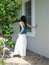 Shirring Cotton Maxi Skirt (White)
