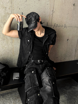 Washed Black Multi Cargo Denim
