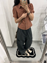 チェックフリルシャツ