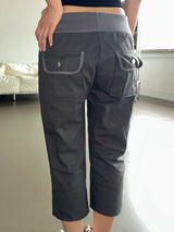 Crime Sleek Hip Button Capri Pants 3color