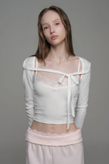 Morning mist ribbon bolero, White