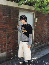 ログ クロップ ストライプ ロングスリーブ 4C