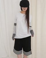CHECK FOLDING BERMUDA SWEATPANTS