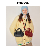 muva.オリジナル ニュー ボストンバッグ オータム ウィンター レザー ハンドバッグ