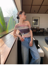 Santori chiffon off-shoulder sleeveless T-shirt