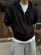 Hold rivet crop hooded zip-up