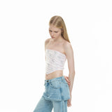 sai logo satin hotfix strapless top