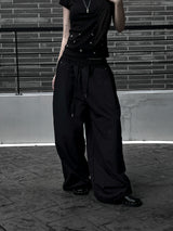[unisex] ピンタックリベットナイロンパンツ (2color)