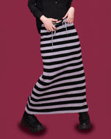 ストライプワイドニットロングスカート (4color)