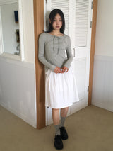 Rocha lace ribbon ribbed long-sleeved T-shirt
