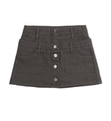 Double Waist Denim A-Line Mini Pants Skirt