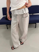 Frill waist wide pants(2color)