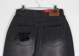 LACE DAMAGE BLACK DENIM