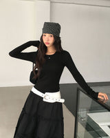 マロンレイヤードスタイルキャミソールセットロングスリーブTシャツ