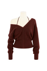 Giselle off-shoulder V-knit